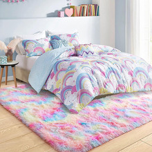 彩虹防羊毛地毯客厅书房床边卧室地垫长绒地毯儿童彩虹防羊毛地毯