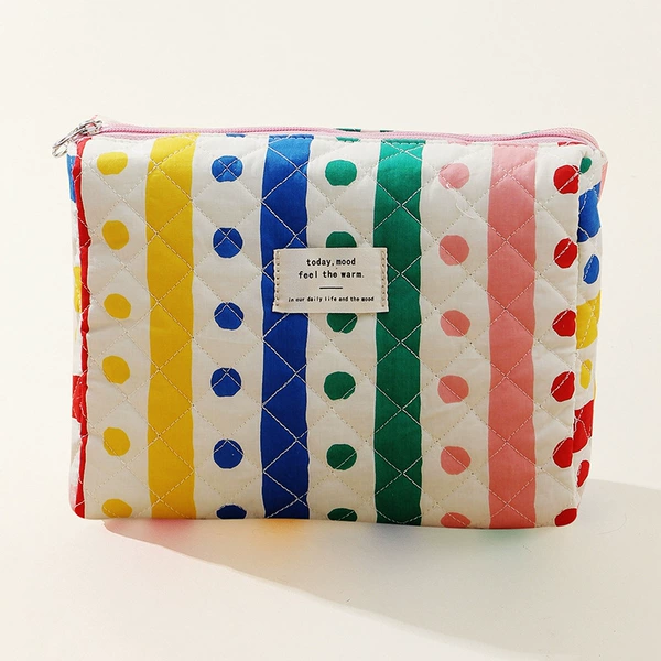 Color striped dot mid -number cosmetic bag