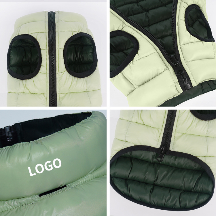 (2개) 재고 큰 개 가을 및 겨울 옷 애완 동물 가을 및 겨울 면화 패딩 코트 개 두꺼운 애완 동물 양면 착용 조끼 보관 가방