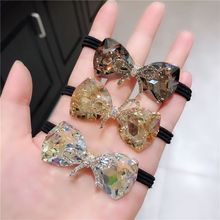 轻奢蝴蝶结闪钻头绳高级感少女扎丸子头气质发绳黑色耐用皮筋发圈