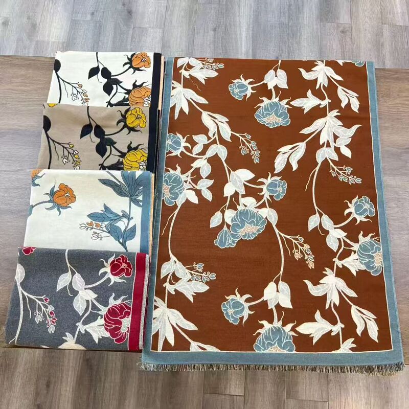 她信跨境秋冬植物印花佩斯纹利花朵图案ins风设计感围巾scarves|undefined