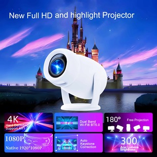 2025 New Private Model Cross-Border Wireless High-Definition Highlight Android 4K Projector Portable Projection White Wall 1080P Overseas