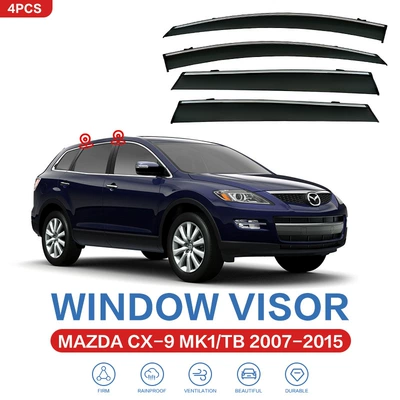 Suitable for MAZDA CX-9 rain shield rearview mirror rain eyebrow MAZDA CX-9 TB TC Window visor (Rain shield) - standard-packaging-without-logo-mazda-cx-9-mk1-tb-2007-2015-with-bright-strips-rain-shield