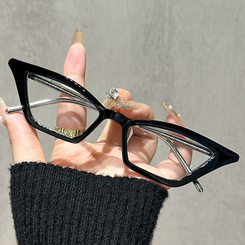ファッショナブルな三角形キャットアイセミメタル高級中高年老眼鏡抗青色光コンピュータメガネ工場直販|undefined