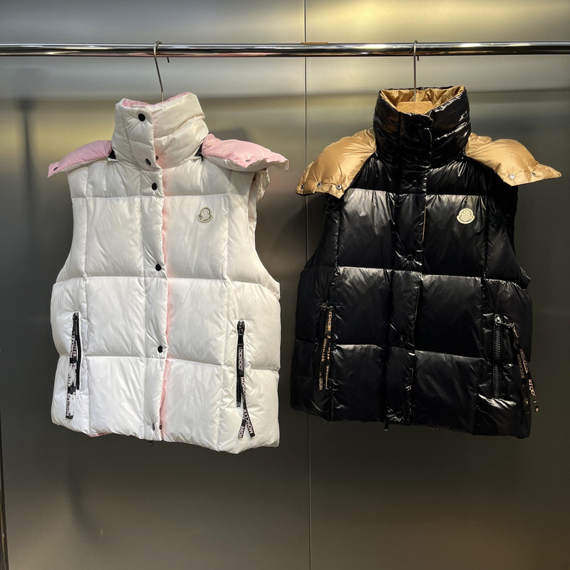 【Free Shipping】Cross-Border High-End Version Mengjia Winter Color-Block Hooded Women's Parana Puffer Vest