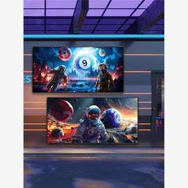 网红宇航员台球厅发光装饰画棋牌会所酒吧斯诺克桌球室太空人挂画