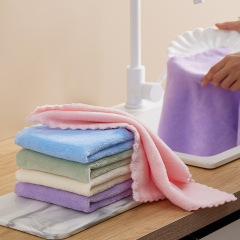 Double-sided Coral Fleece Cloth Kitchen Cleaning Dish Towel Multi-functional Household Absorbent Scrubber Daily Necessities Wholesale 