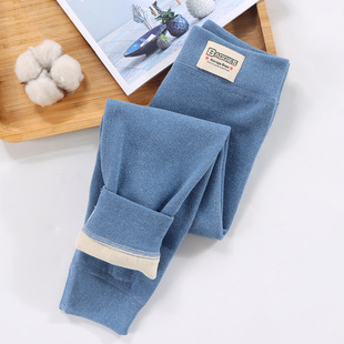 Children's Boneless Velvet Leggings Autumn Pants Warm One-Piece Pants Trousers Large Children's Velvet Pants Autumn and Winter