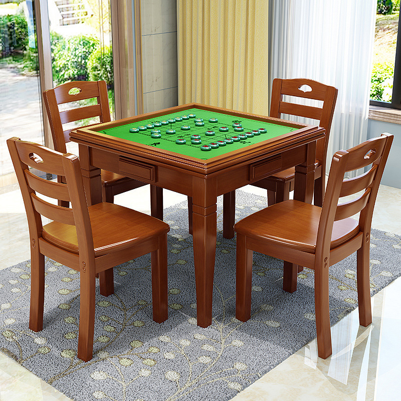 Solid wood mahjong table, dining table, dual-purpose furniture, multi-functional all-in-one chess, manual mahjong table, home poker table