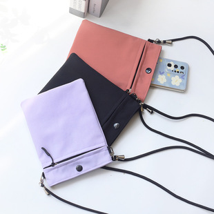 Summer Pure Color Double Layer Mobile Phone Bag Crossbody for Women 2025 New Mini Bag Simple Style Student White Portable When Going Out