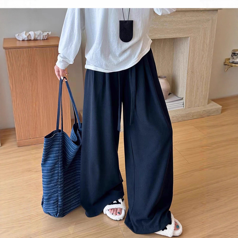 早秋新款软糯慵懒垂感糯米裤女2025年垂坠感松弛感百搭休闲阔腿裤|undefined