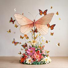 金色巨型蝴蝶装饰花艺摆件花造景春天氛围感橱窗假花场景布垒德株