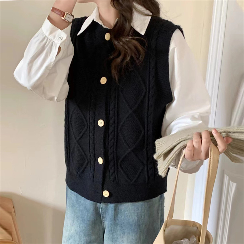 24 Dongpuyuan estilo retro renacimiento chaleco de mujer Cardigan de cuello redondo suministro de primera mano