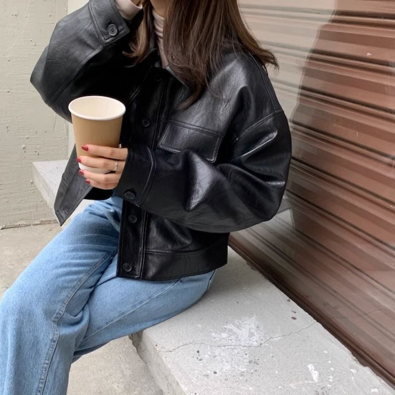皮衣外套女春秋韩版2025新款小个子高级感短款黑色长袖机车服夹克