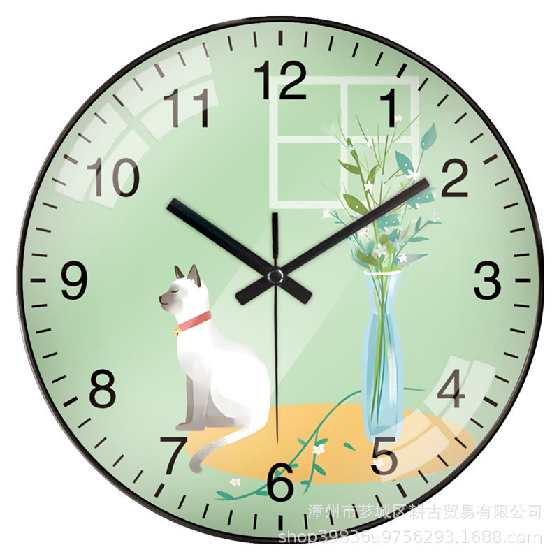 ペットショップ猫壁時計リビングルームホームファッション新しい時計壁掛けモダンシンプルなサイレントクォーツ時計|undefined