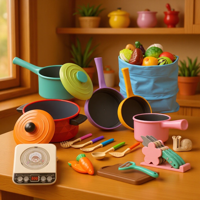 Kitchen Toys Pretend Play Cookware Induction Cooker Kitchen Utensil Set Cooking Colorful Tableware Simulation