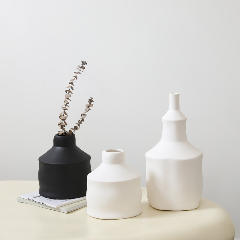 Inswind creativo blanco y negro vintage vasijas de cerámica decoración de la mesa de la sala de estar decoración de la mesa de comedor