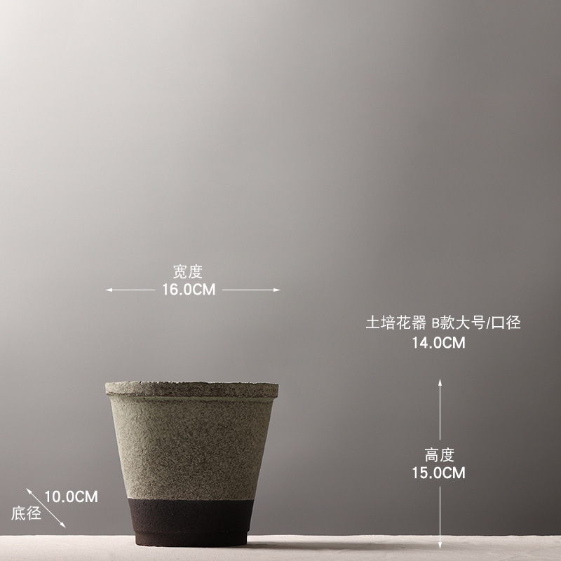 わびさび風レトロ陶器植木鉢多肉植物陶器古い杭鉢フラワーショップB&B小さな粗い陶器植木鉢|undefined