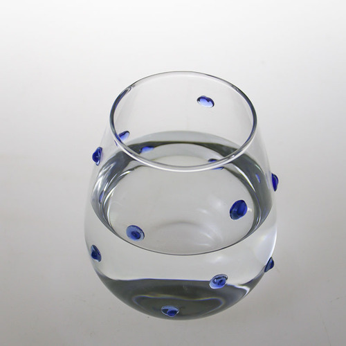 Creative blue irregular dot glass design cup, special water cup, tactile wave dot milk cup juice cup