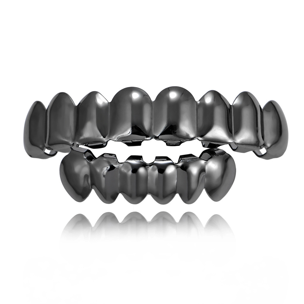 Europeo y americano nuevo hip hop personas real chapado en oro tirantes cóncavo-convexo Plaid textura hip hop tirantes grandes dientes de oro
