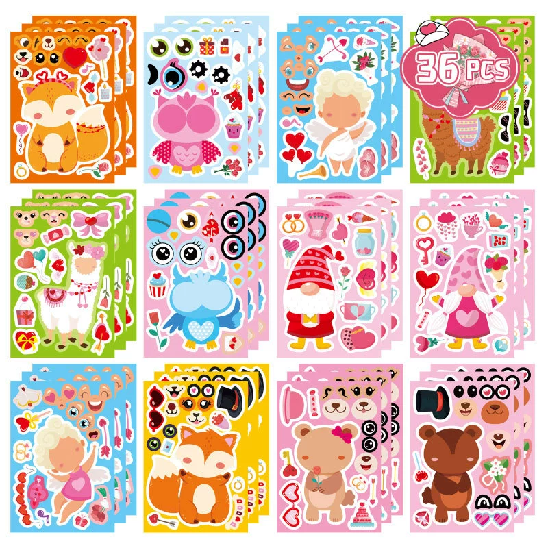 День Святого Валентина животное Ангел DIY наклейки День Святого Валентина Вечеринка игра Детские игрушки ремесла наклейки