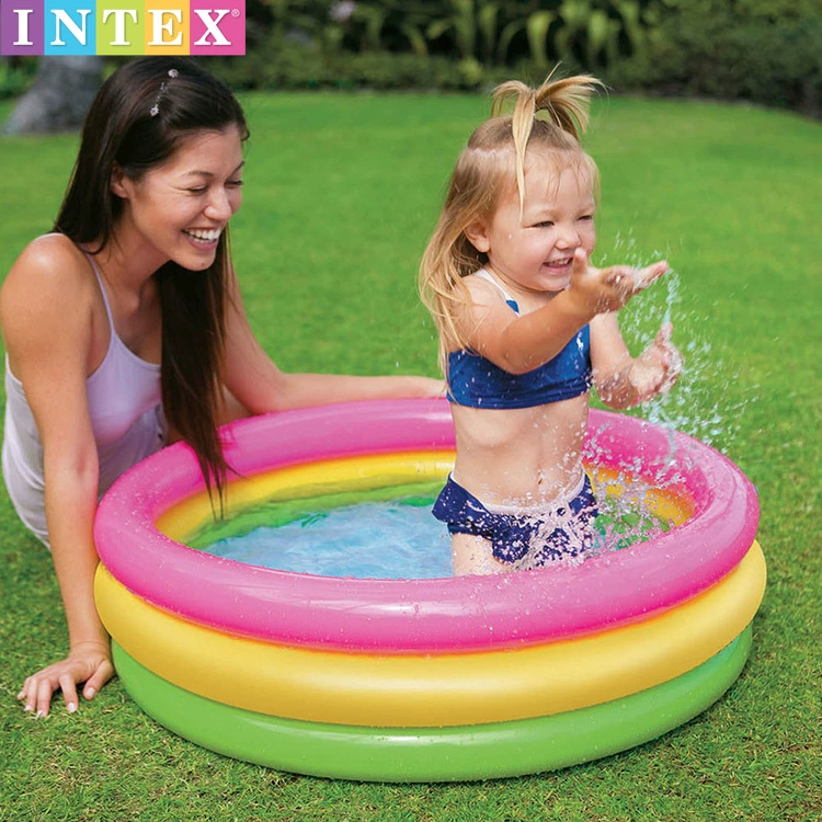 Круглый надувной бассейн для детей с мячами, оригинальный Intex