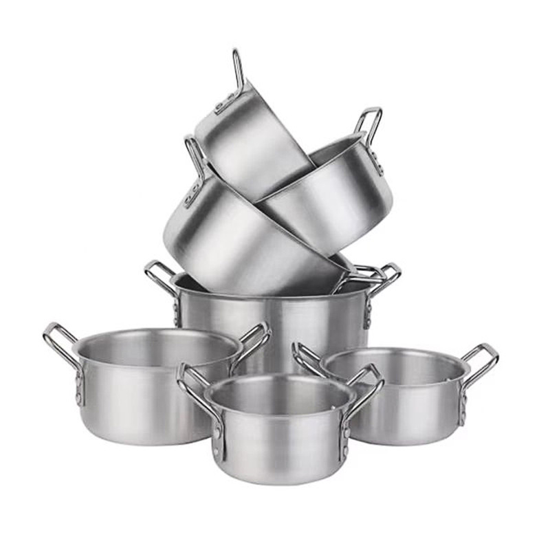 Factory Wholesale Aluminum Pot Set 7-Piece 16-28cm Sanded Aluminum Soup Pot Combination Cookware 14-Piece Aluminum Pot Set