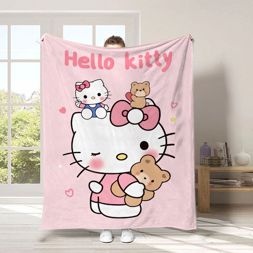 Monopolio transfronterizo de dibujos animados Sanrio mantas para niños lindas Hellokitty flange mantas de peluche cuatro estaciones mantas de peluche