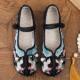 New Ethnic Style Embroidered Shoes Old Beijing Cloth Shoes Women's Round-toe Comfortable Square Dance Flat Shoes Tassel Tea Clothes Shoes