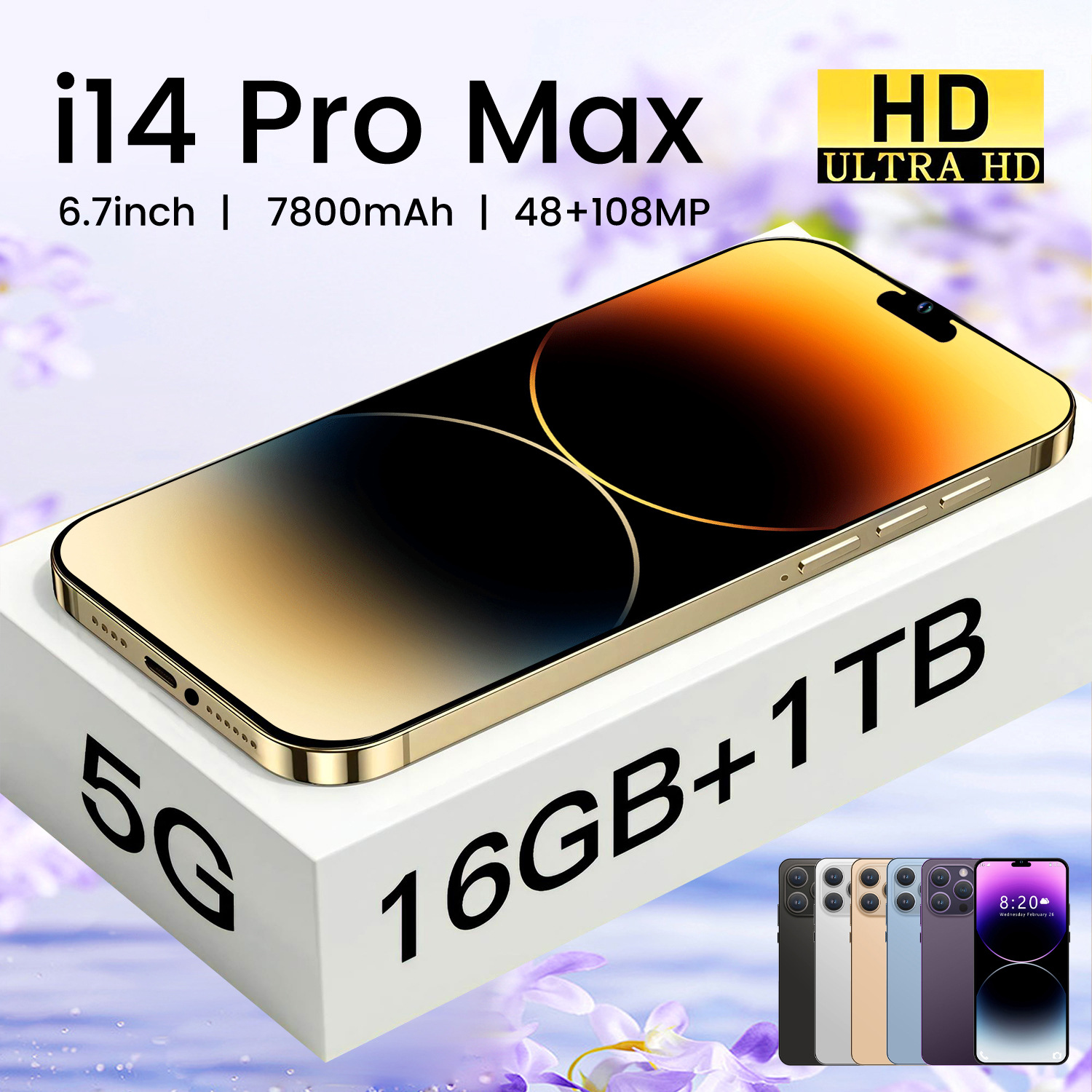 i14 Pro Max跨境低价现货1+16GB智能手机6.7寸大屏热销外贸3G手机