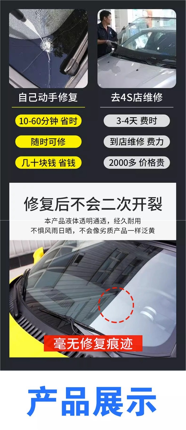 Car Glass Crack Repair Liquid Front Windshield Crack Crack Reducer Liquid Repair Tool Repair Glue