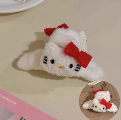 卡通凱蒂貓發圈髮夾毛絨大腸圈可愛少女髮飾KT公仔頭繩劉海碎髮夾