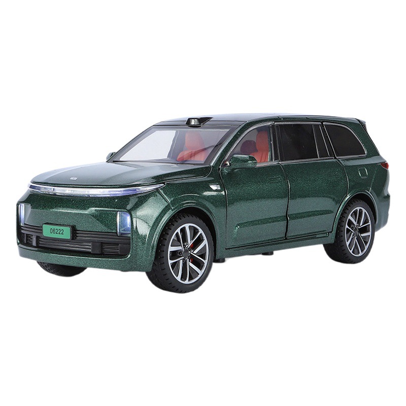 Zhiguan modelo de coche de aleación de simulación 1:24 ideal L9 nueva energía Tire hacia atrás vehículo todoterreno sonido y luz modelo de coche de juguete adornos