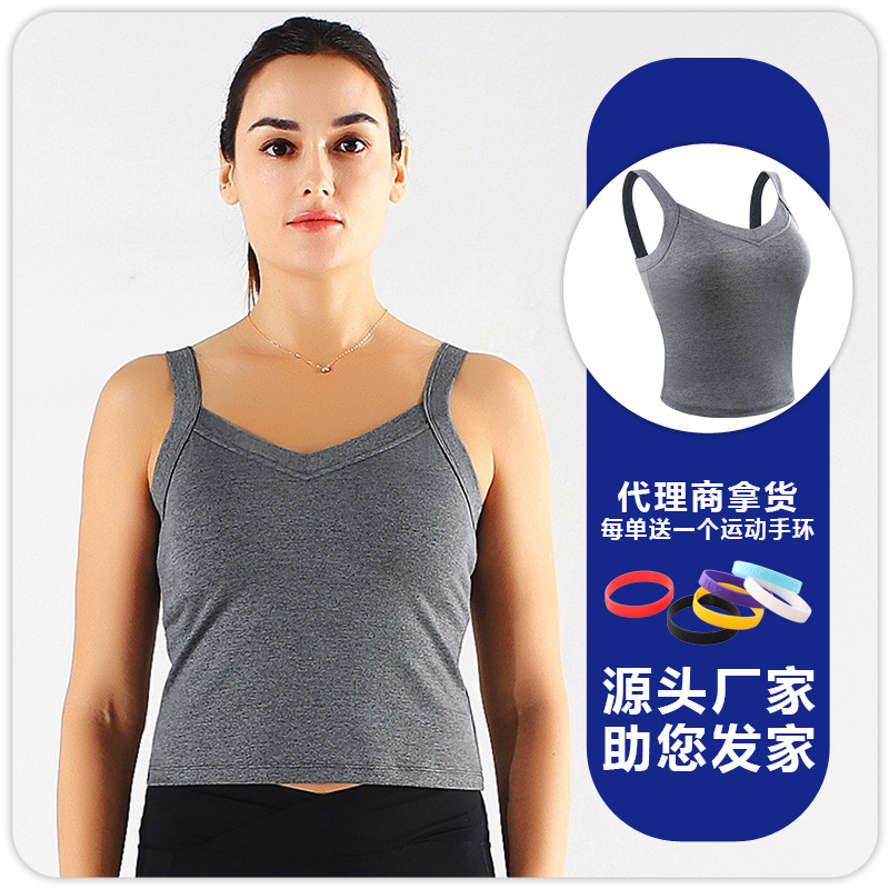 F8196 chaleco de mujer con cojín de pecho correr yoga transpirable rápido seco elástico cabina deportiva ropa interior ropa de ejercicio
