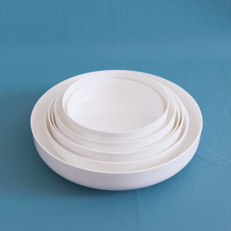 Pure White Ceramic Plate Tableware Set Round Plate Soup Dish Commercial Hotel Plate Heightened Multi-Size Bone China Deep Plate