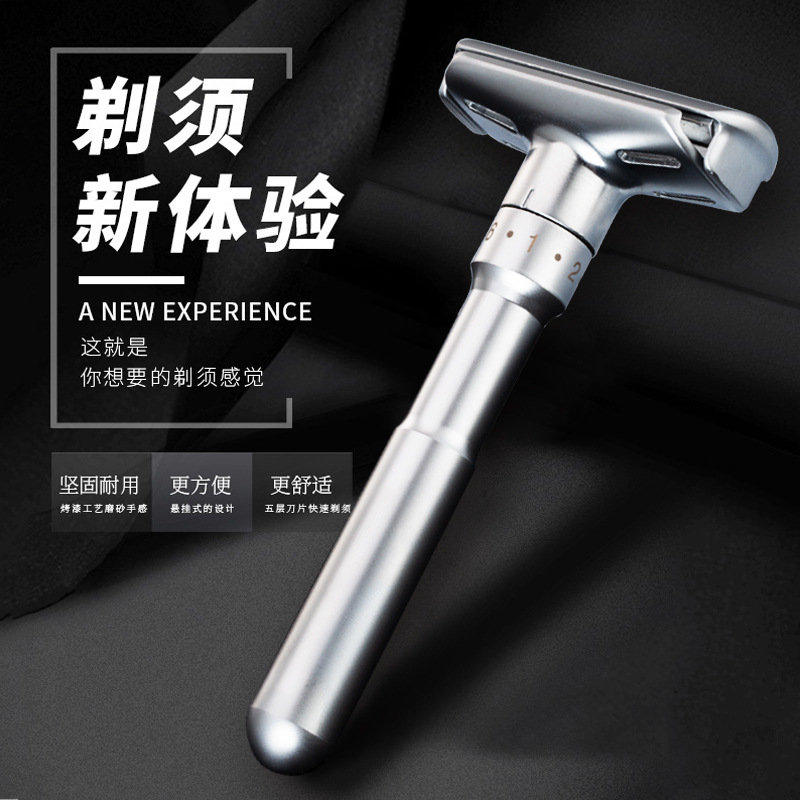 afeitador ajustable afilado afeitador manual hombre lavado con agua afeitador antiguo barba segura soporte de cuchillo de doble cara
