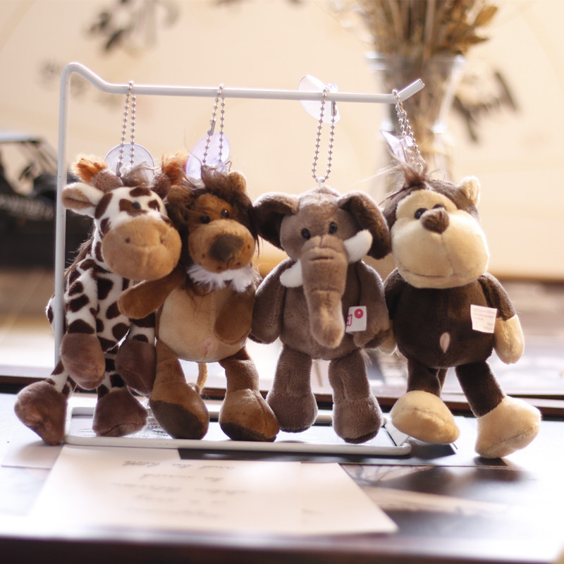 Cute nici jungle animal small mini doll tiger lion elephant monkey pendant plush doll wholesale