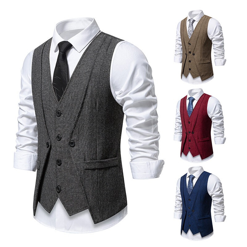 In-Stock Cross-Border Amazon New European and American Retro Vest Men's Host Formal Wear Faux Two-Piece Jacket