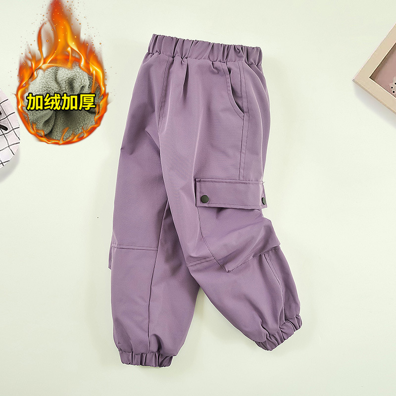 Girls' Cargo Pants Spring and Autumn Children's Fall Outfit Fleece-Lined Windproof Waterproof Sports Hiking Pants 2026 New Model Girls' Cargo Pants Spring and Autumn Children's Fall Outfit Fleece-Lined Windproof Waterproof Sports Hiking Pants 2026 New Model