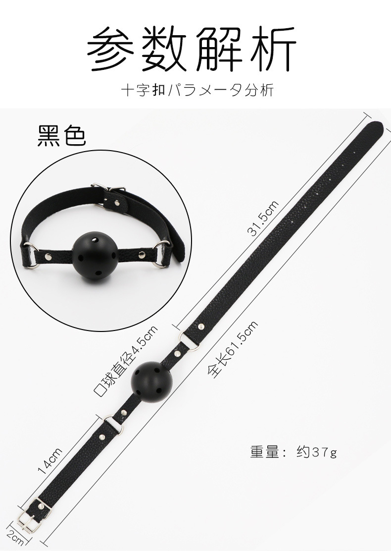 SM Mouth Ball Gag with Leather Strap and Silicone Mouth Plug for Adult Couples — detail image 23