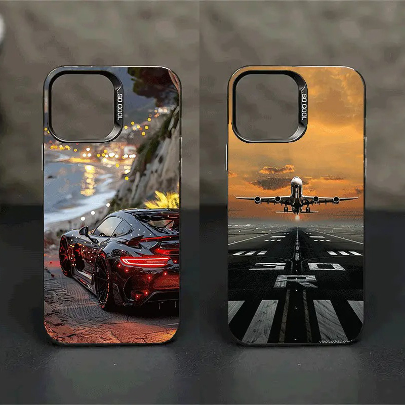 New product for Apple 16 mobile phone case racing iPhone14ProMax color silver shell large hole aircraft take-off IP15