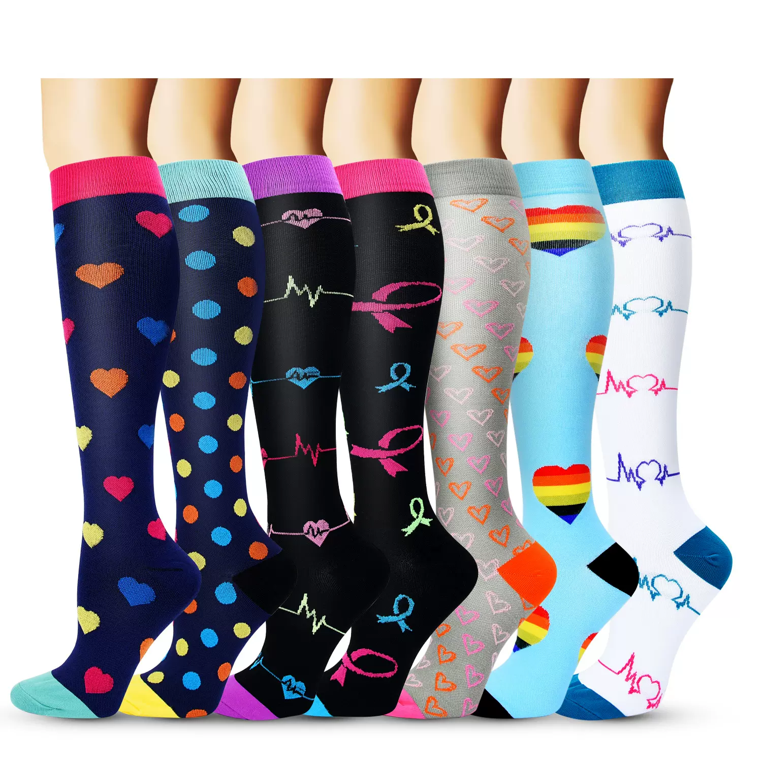 跨境热卖 亚马逊爆款压力袜compression socks运动压缩袜 弹力袜