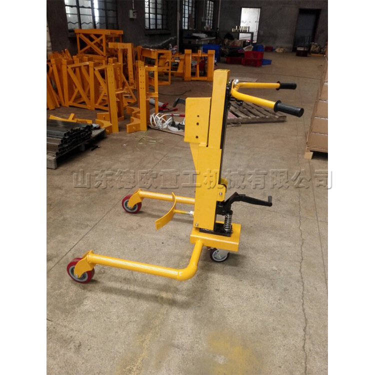 仓库用脚踏式铁桶装运车 货架堆放塑料桶倒油车 装车用油桶搬运车