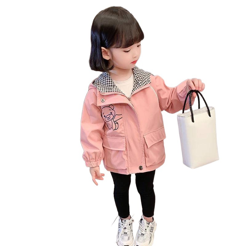 소녀들의 봄 가을 원피스 소녀들의 봄과 가을 코트 2024 새로운 봄 어린이 유행 중소형 어린이  소녀 한국어