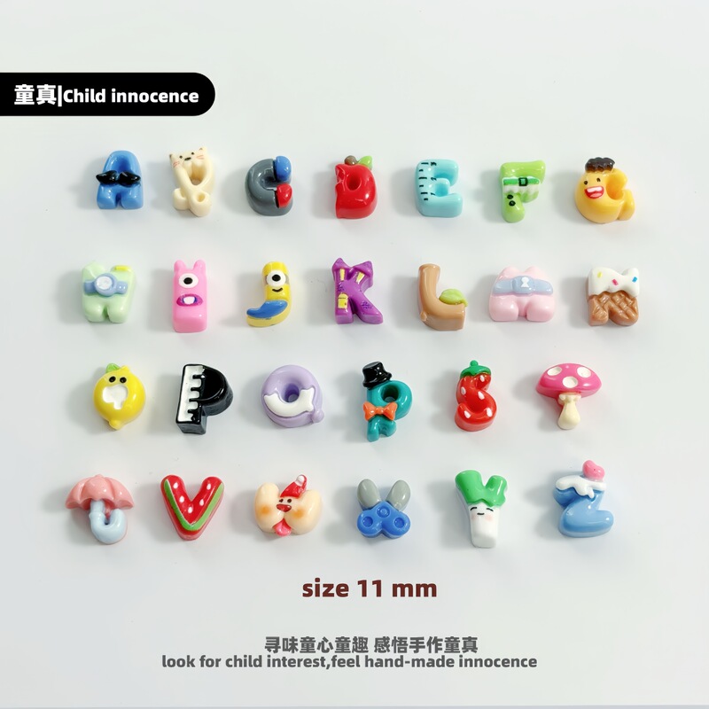 A153 Miss You Super Mini Cartoon Alphabet Abc Accessories DIY English Decorative Handmade Earrings Nail Art Stickers