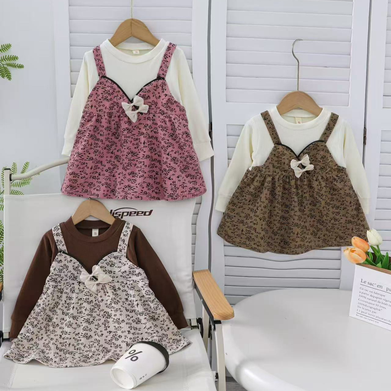 特价女童公主裙春装新款儿童连衣裙碎花假2件连衣裙子外贸批发款