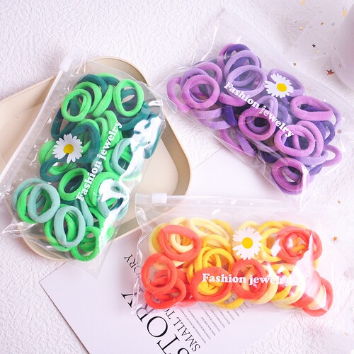 50 pieces/pack Gradient Daisy Towel Hair Tie Rubber Band Ponytail Hair Tie Girls Colorful Hair Tie