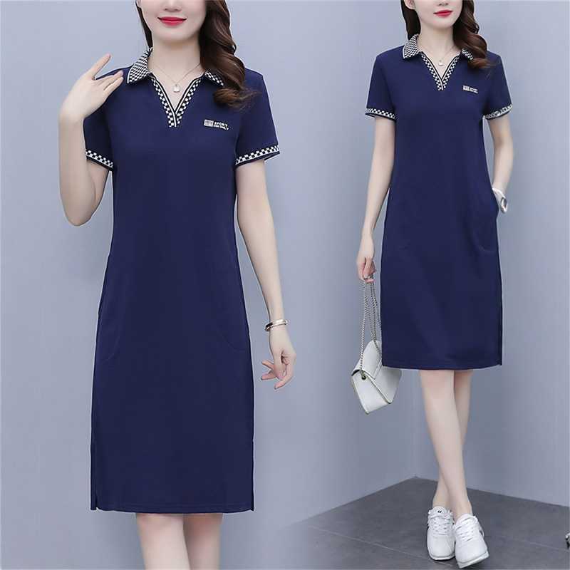 POLO dress Women's Summer Lapel Belly Covering Age-reducing Slimming Elegant plus size Casual Sports Mid-length T-shirt Dress POLO dress Women's Summer Lapel Belly Covering Age-reducing Slimming Elegant plus size Casual Sports Mid-length T-shirt Dress