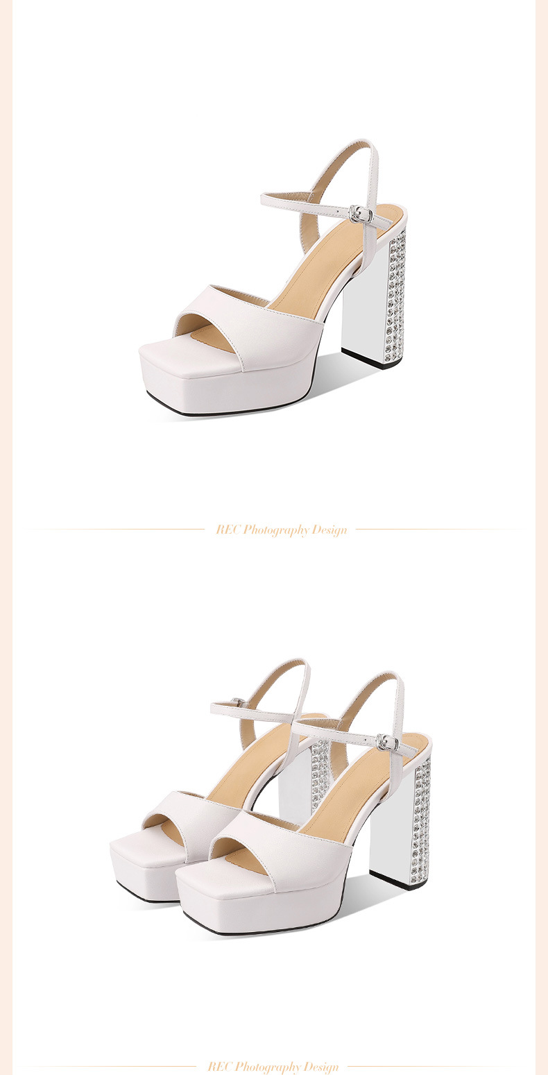 Sandal cao gót nữ đế platform da thật đính đá quai ngang khóa chữ T — đen chi tiết 6