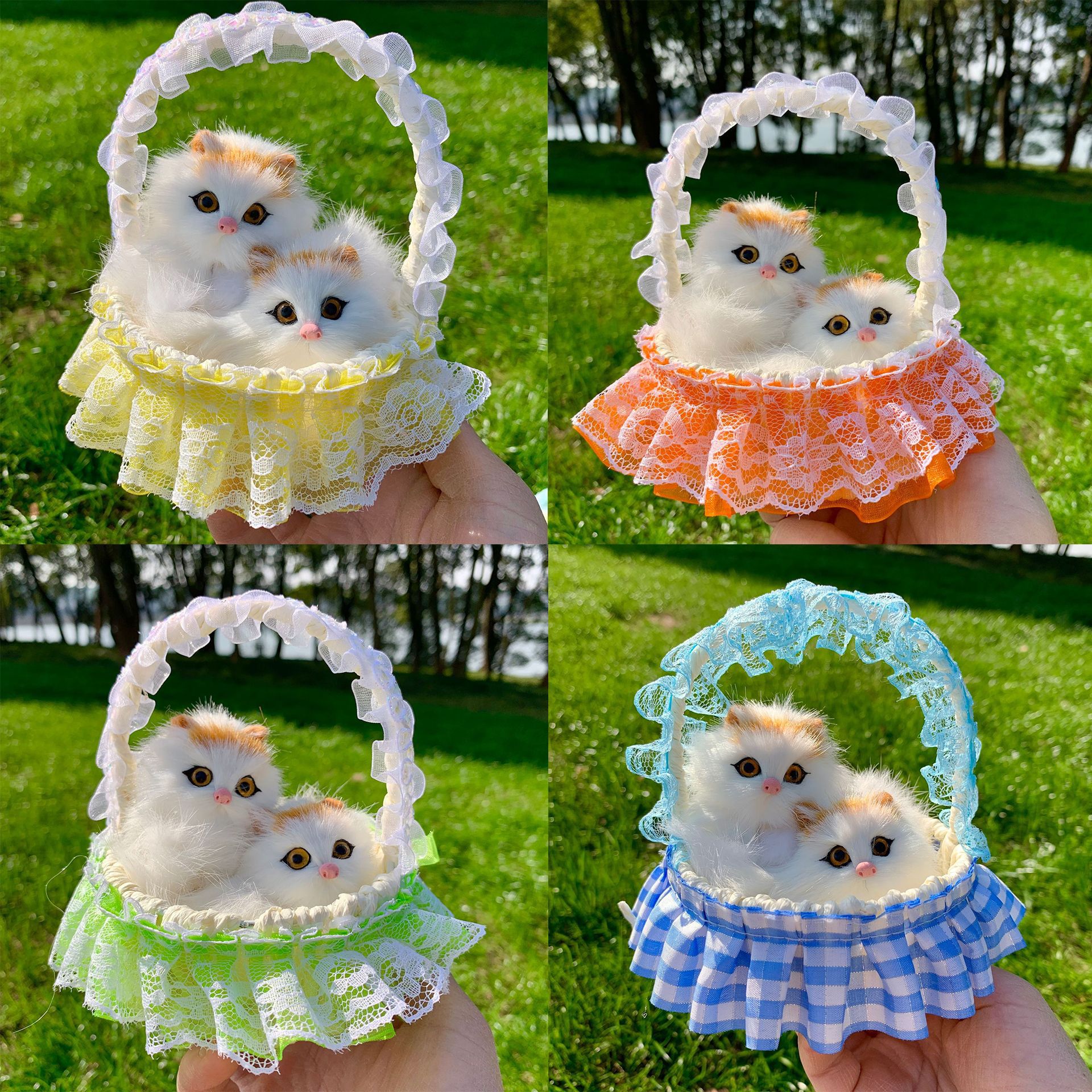 Simulation mère et enfant chat panier pour gratuit chat animal décoration enfants jouet suspendu panier pour petite amie cadeau chaton